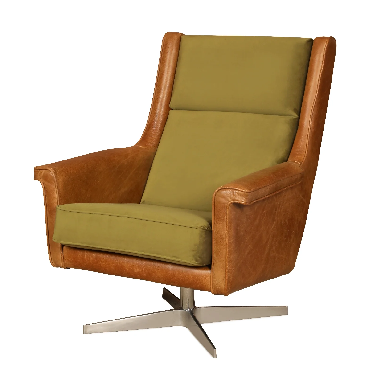 Bowie Vintage Leather & Fabric Swivel Chair - Various Options