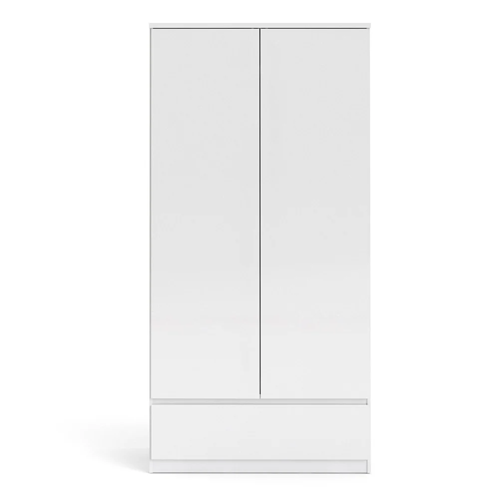Naiah Wardrobe 2 doors + 1 drawer White High Gloss