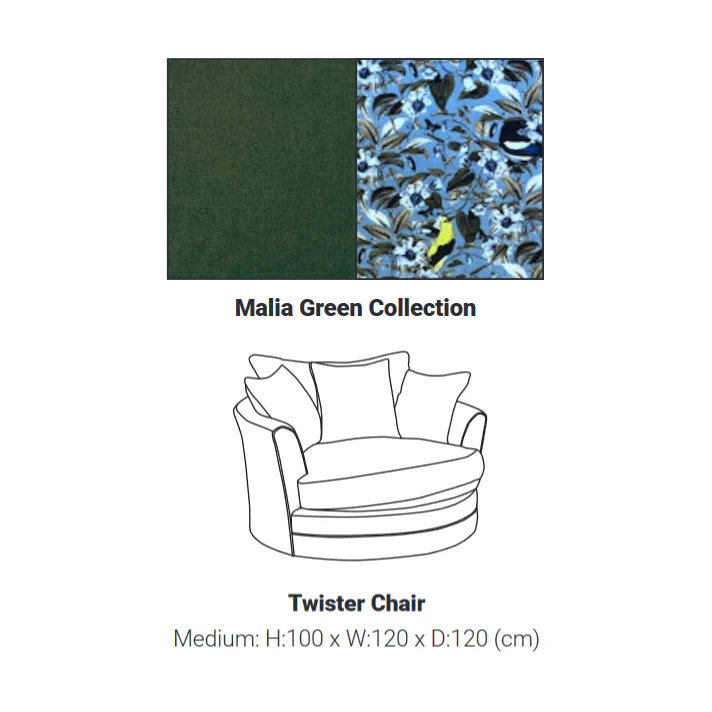 Rene Collection Fabric Swivel Chair - Available In A Choice Of Fabrics