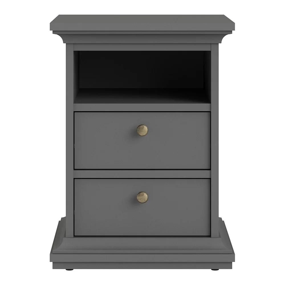 Parisian 2 Drawer Bedside in Matt Grey