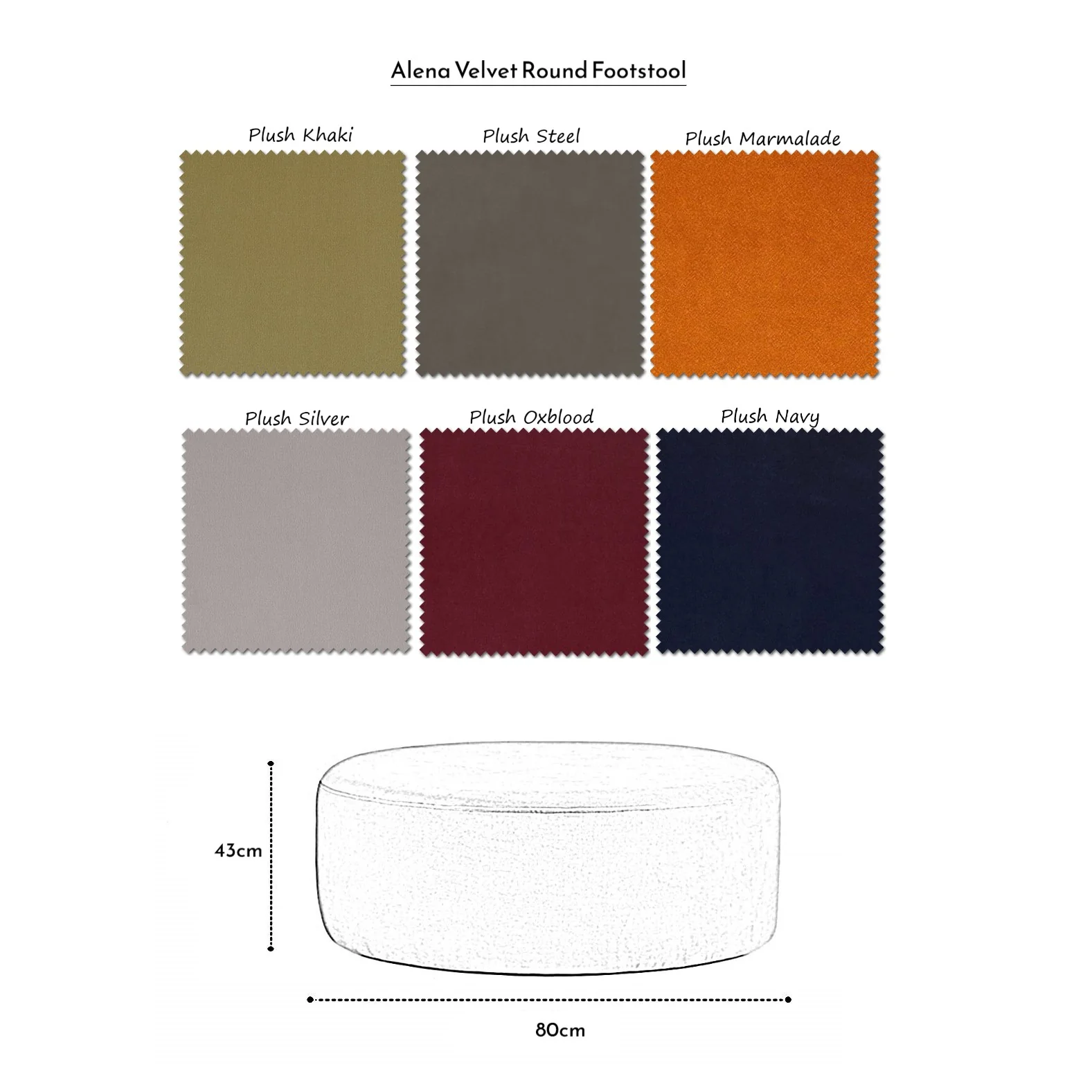 Alena Velvet Round Footstool - Choice Of Colours