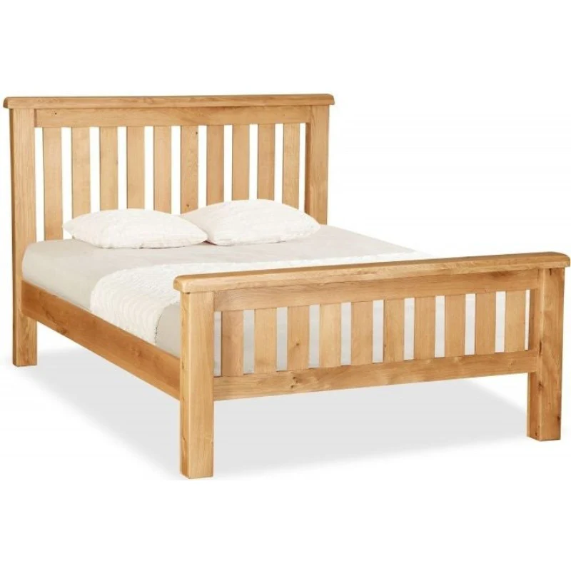 Sailsbury Solid Oak High Foot End Bed with Slatted Headboard - Choice Of Sizes