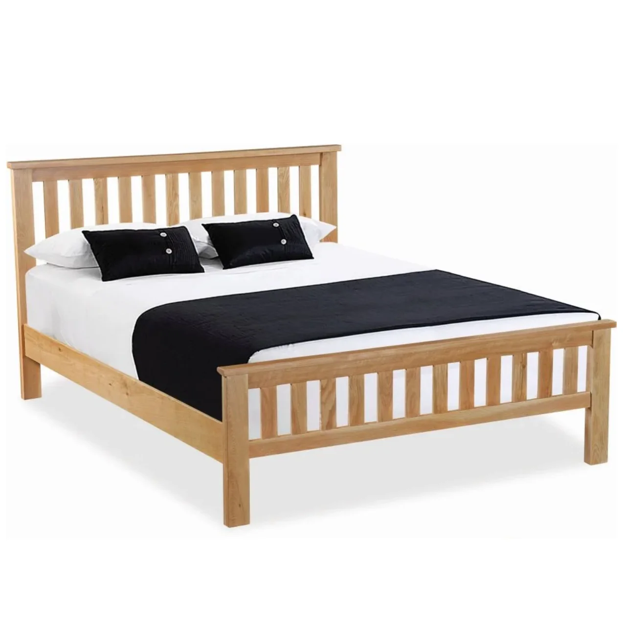 Bevel Natural Solid Oak Double Bed