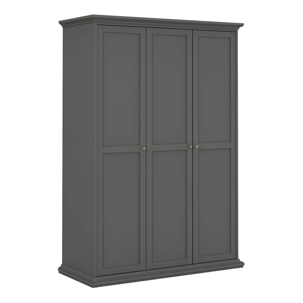 Parisian 3 Door Triple Wardrobe in Matt Grey
