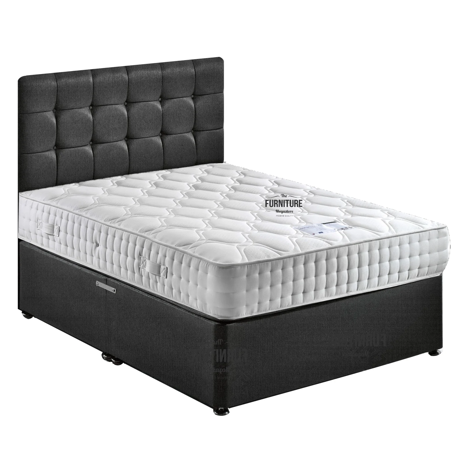 Sandringham Luxury Micro Quilted 1000 Divan Bed Set - Base + Headboard + Mattress - Choice Of Colours & Sizes