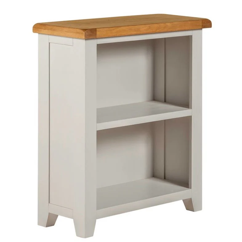 Chester Dove Grey & Solid Oak Low Bookcase