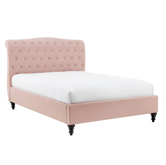 Rosa Fabric 4'6 Double Bed - Pink