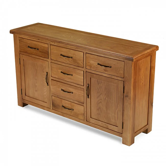 Earlswood Oak 6 Drawer 2 Door Large Sideboard