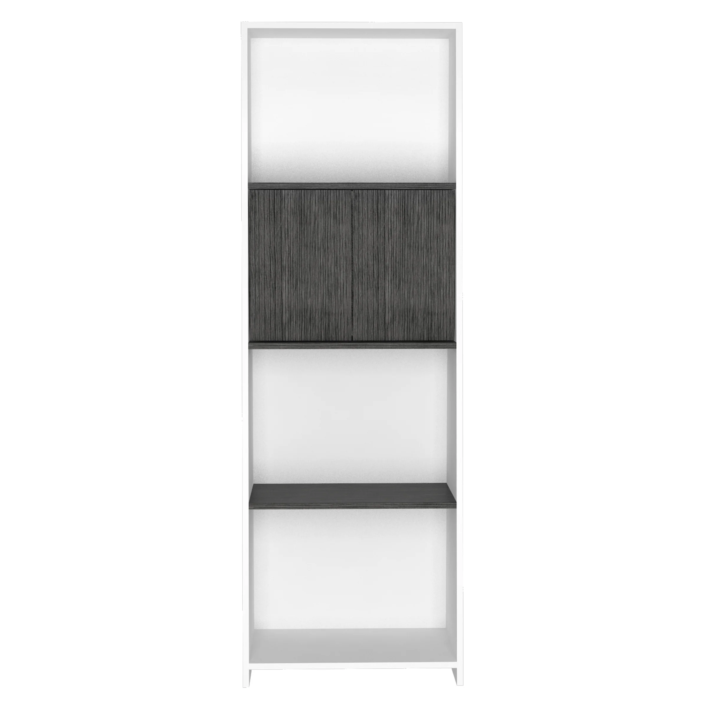 Detroit White & Carbon Grey Oak Woodgrain Bookcase With Doors