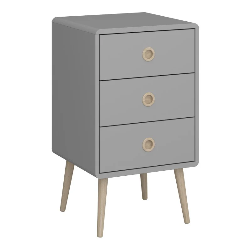 Softline 3 Drawer Bedside Cabinet - Grey