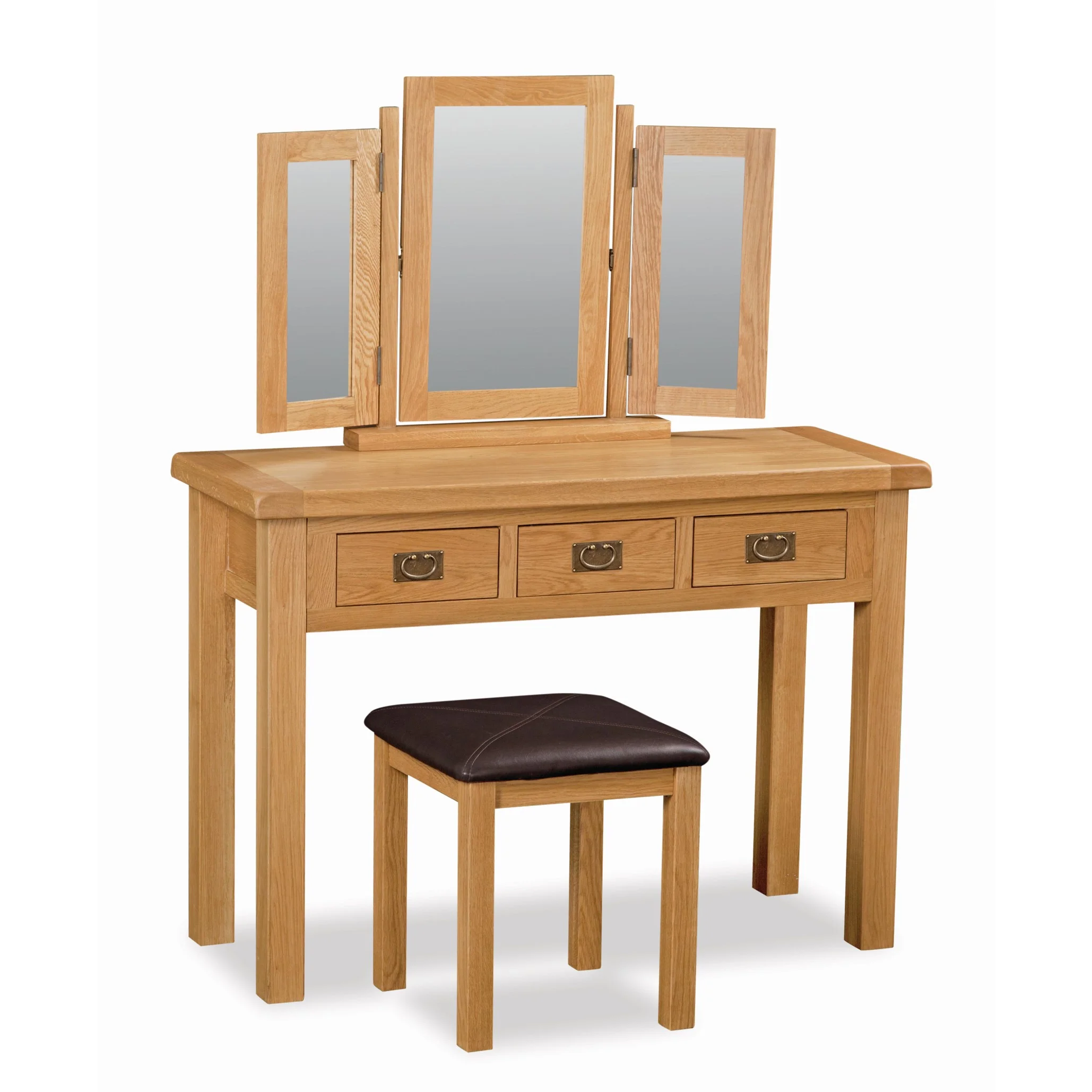 Sailsbury Solid Oak & Faux Leather Bedroom Stool