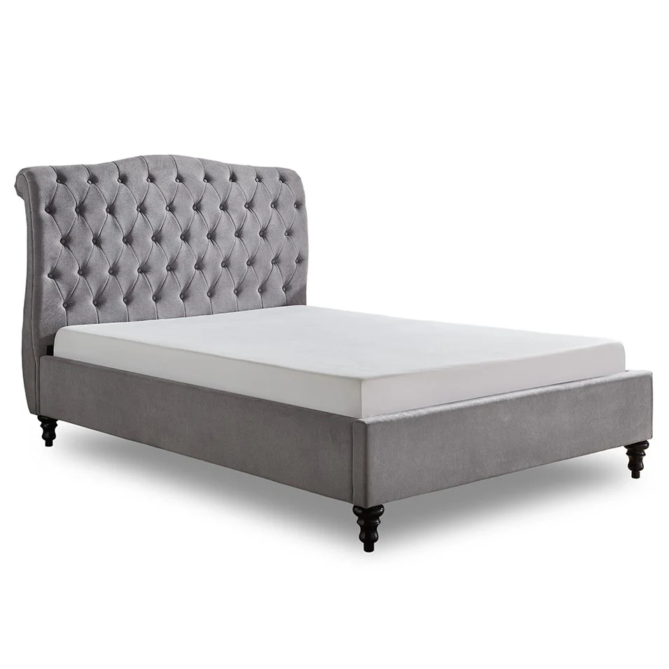 Rosa 4'6 Double Bed - Light Grey