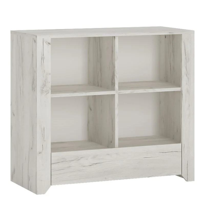 Angelica 1 Drawer Low Bookcase - White Oak