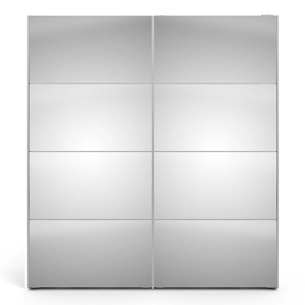 Verona Sliding Wardrobe 180cm in White with Mirror Doors & 2 Shelves