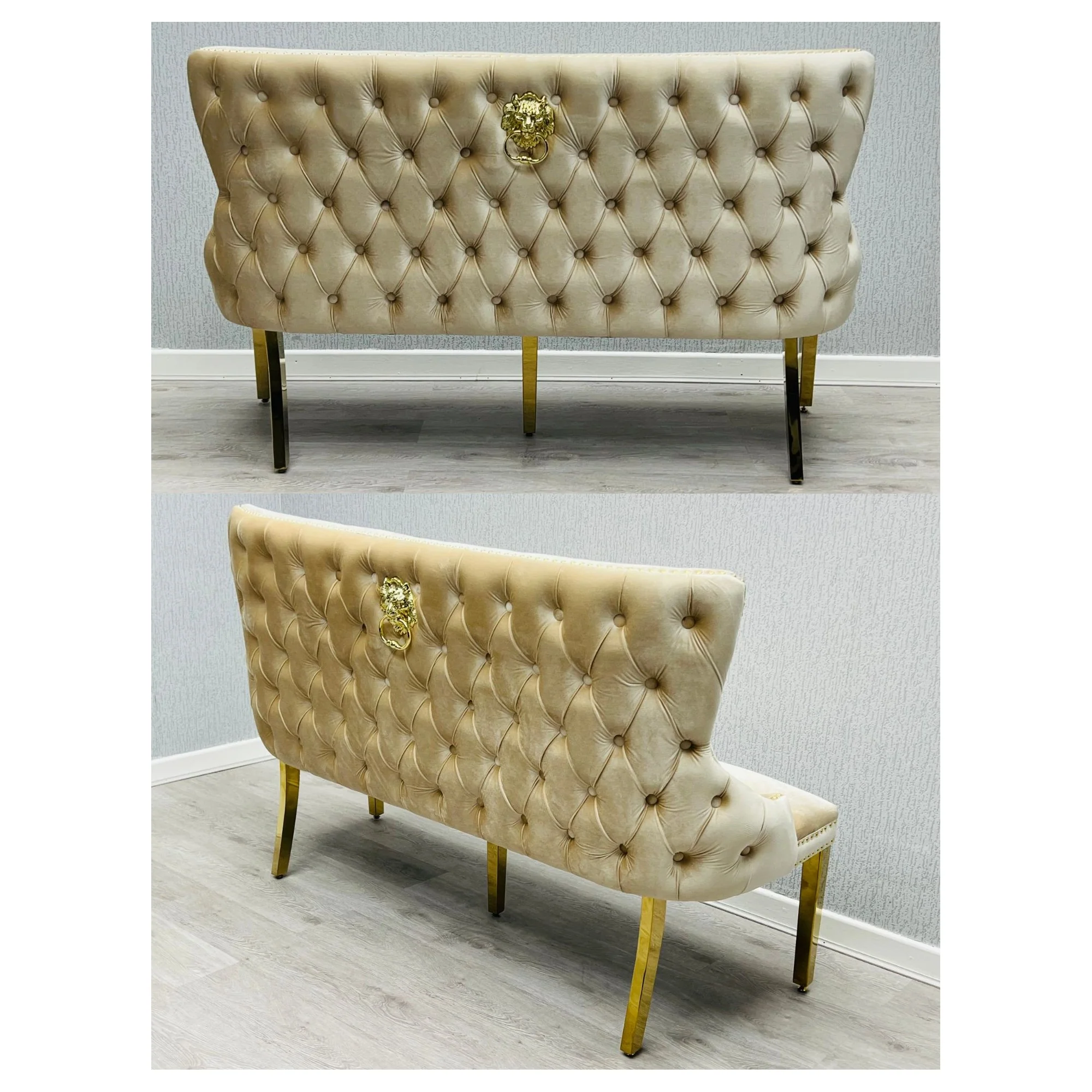Victoria Cream & Gold Luxury Dining Bench - 160cm