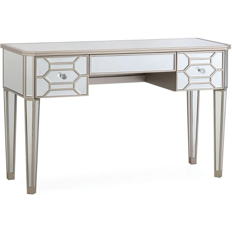 Rosa Geometric Mirrored 3 Drawer Dressing Table