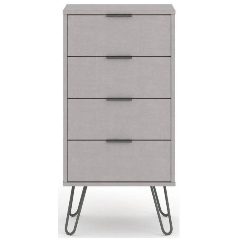 Augusta Grey 4 Drawer Narrow Chest with Hairpin Legs