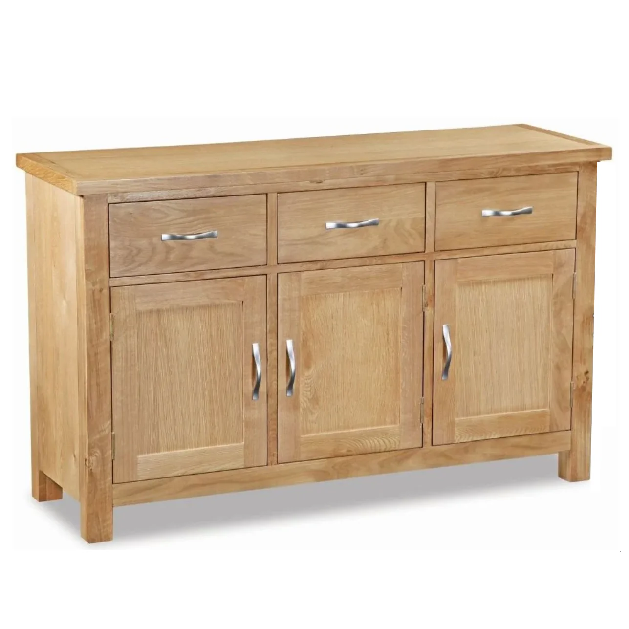 Bevel Natural Solid Oak Large 3 Door 3 Drawer Sideboard