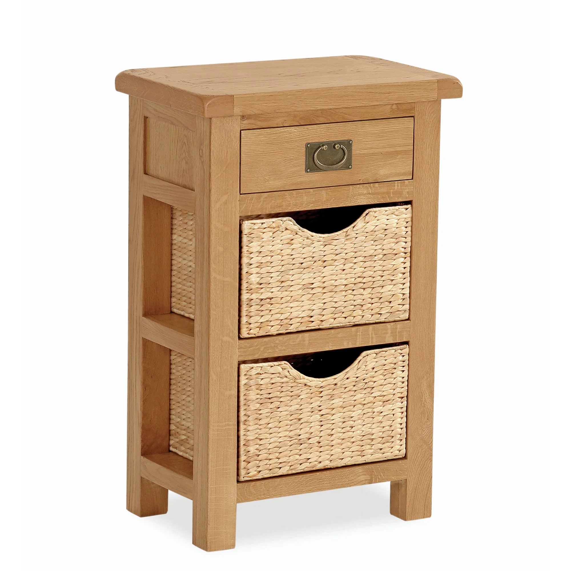 Sailsbury Solid Oak Telephone Table With 2 Basket Drawers