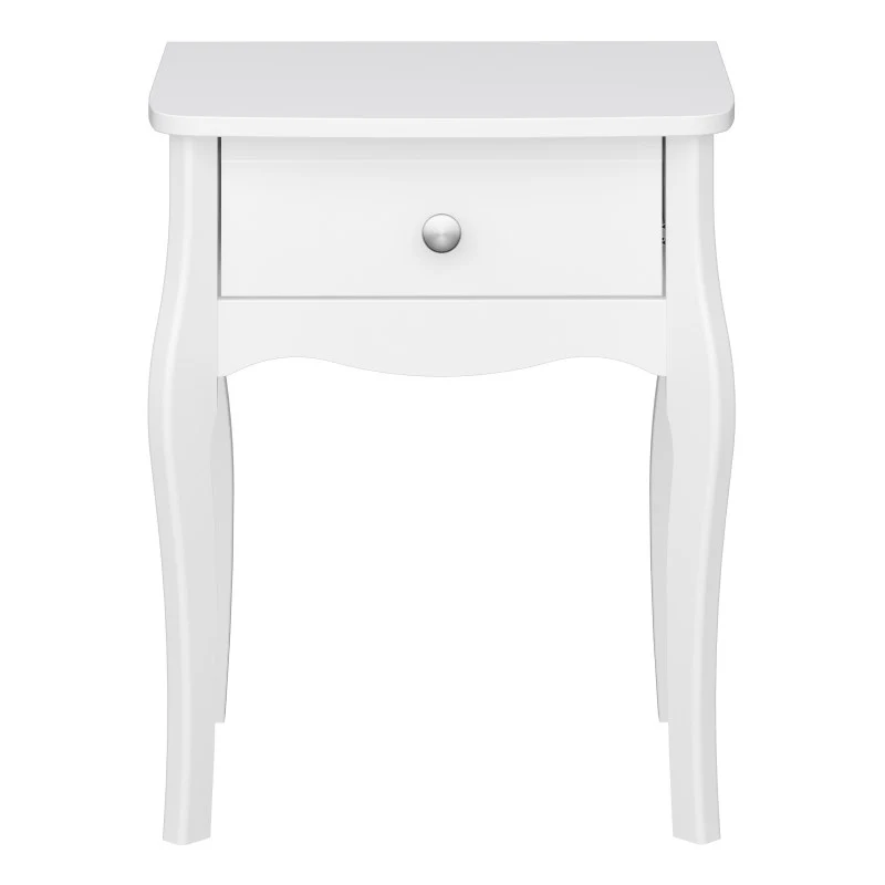 Baroque 1 Drawer Bedside Table - White Painted Finish