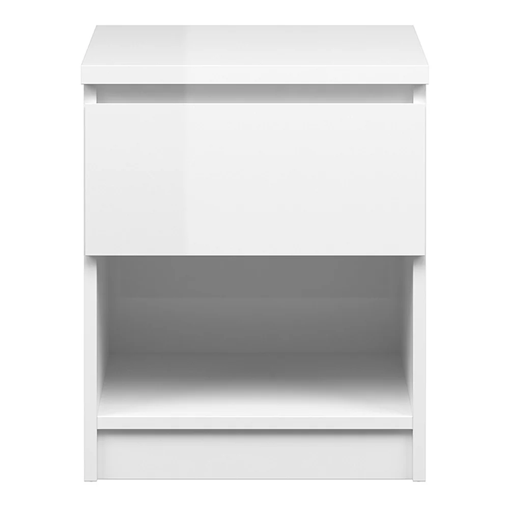Naiah Bedside - 1 Drawer 1 Shelf in White High Gloss