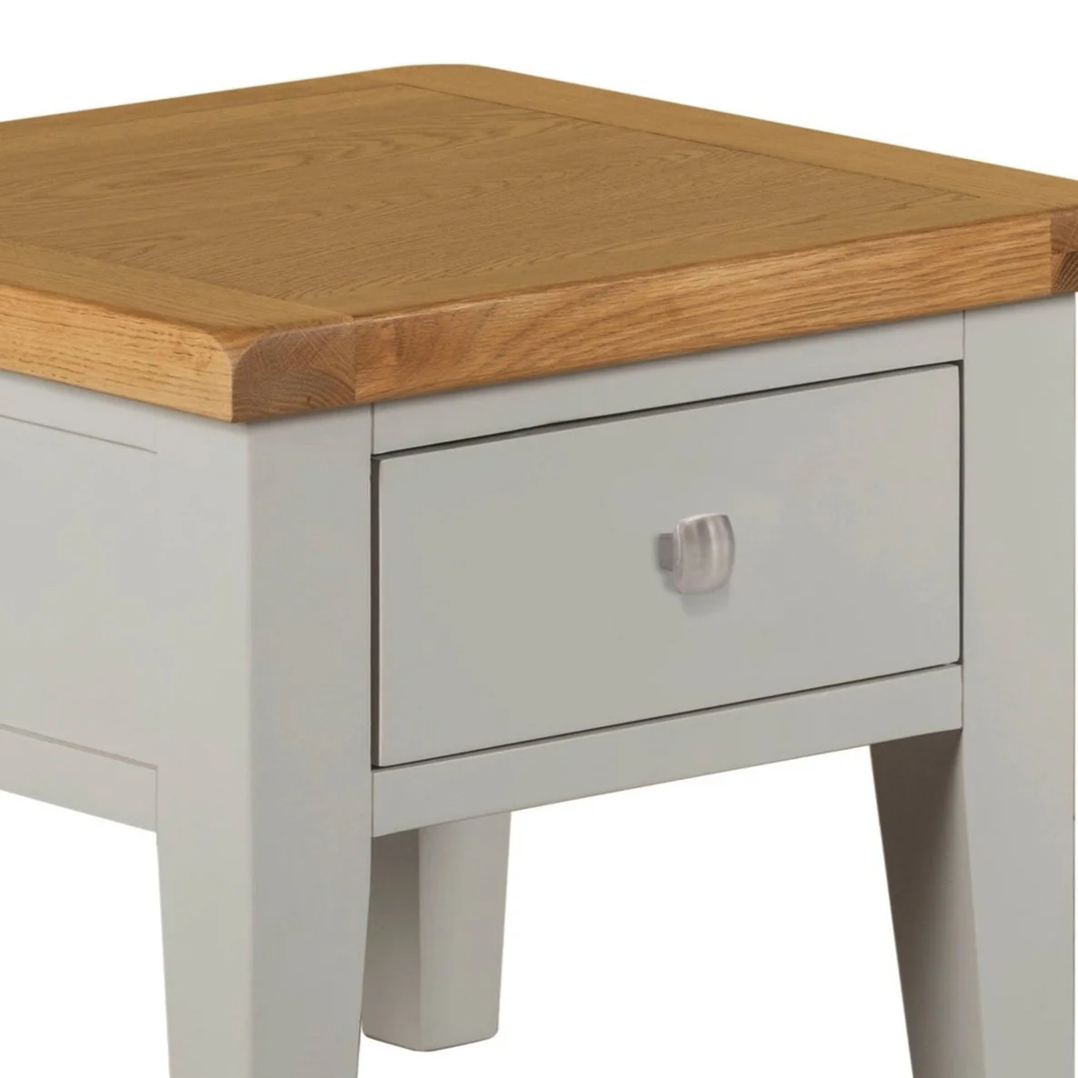 Chester Dove Grey & Solid Oak 1 Drawer Side Table
