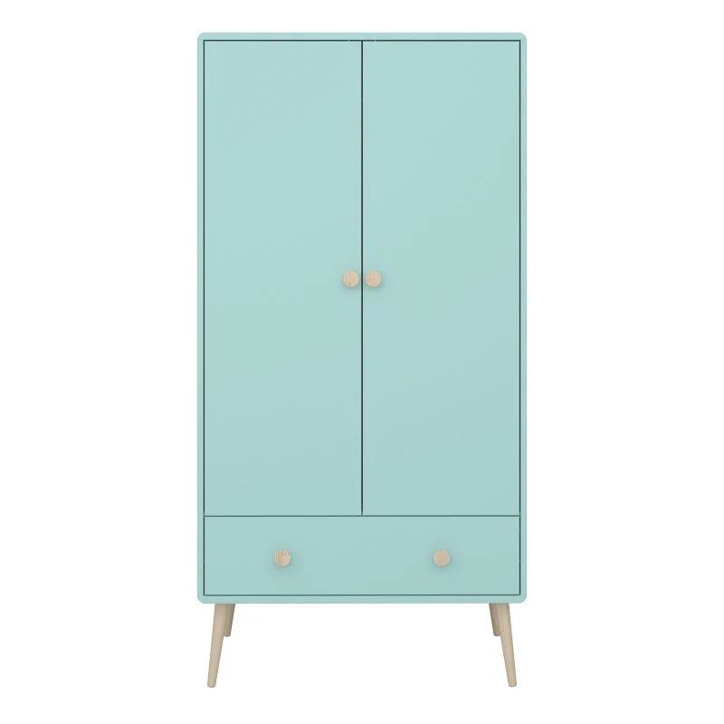 Gaia 2 Door 1 Drawer Wardrobe - Cool Mint