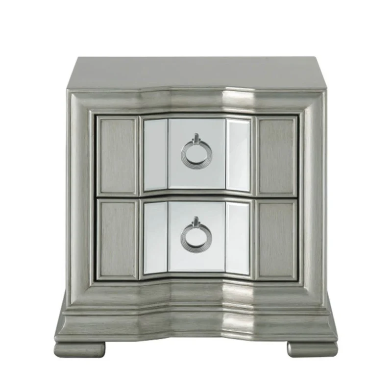 Lucca Grey Mirrored 2 Drawer Bedside Cabinet