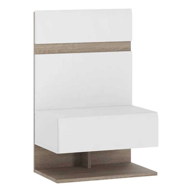 Chelsea White High Gloss & Truffle Oak Trim Bedside Extension