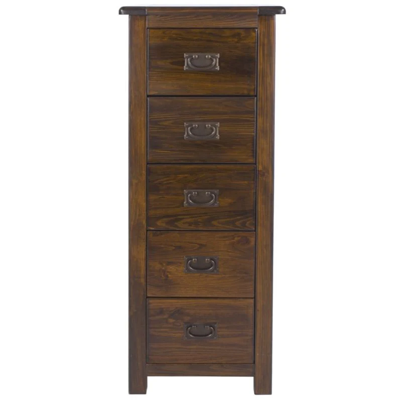 Boston Dark Wood 5 Drawer Narrow Chest