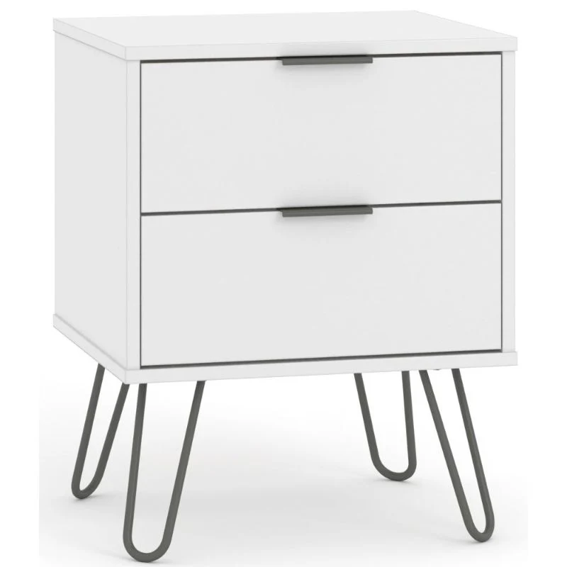 Augusta White Bedside Cabinet with Hairpin Legs