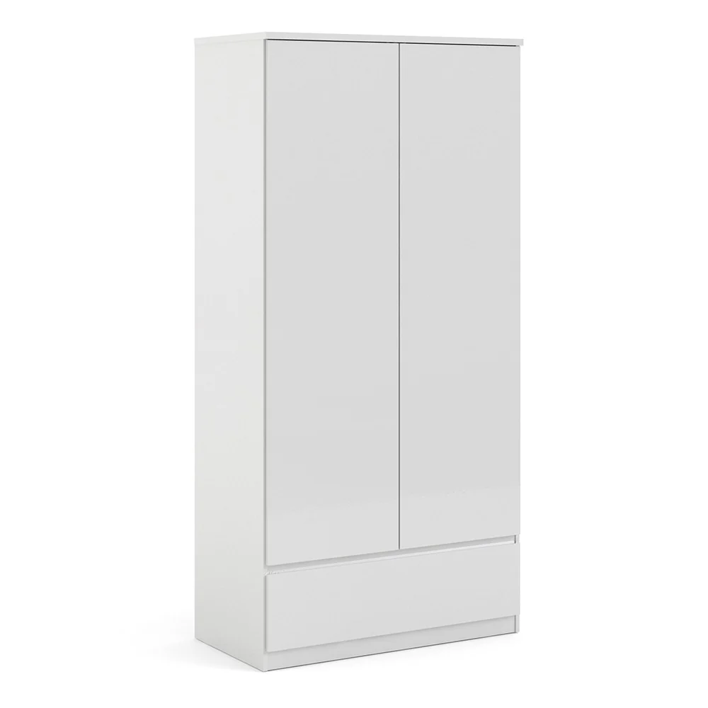 Naiah Wardrobe 2 doors + 1 drawer White High Gloss