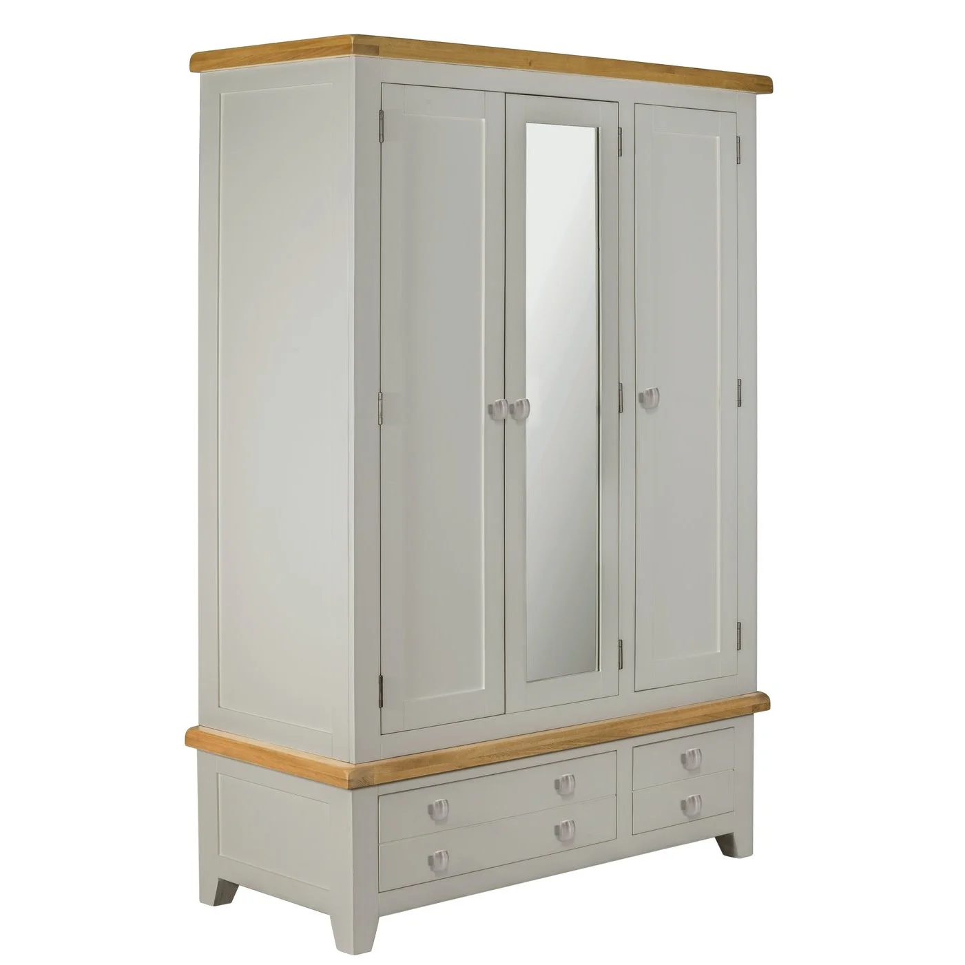 Chester Dove Grey & Solid Oak Triple Wardrobe