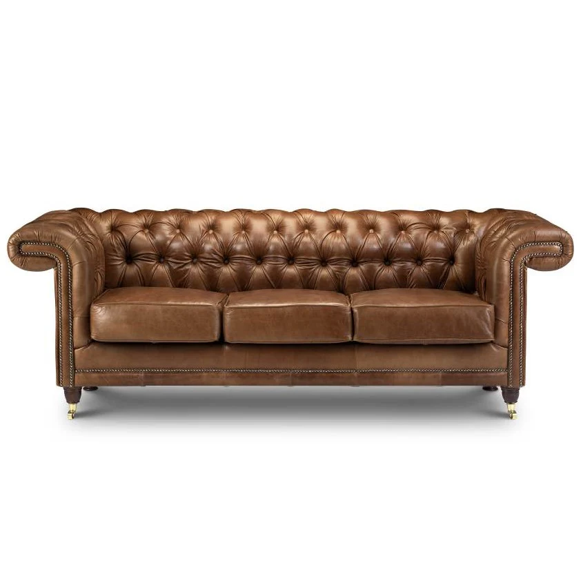 Charles Vintage Leather Square Arm Buttoned Chesterfield Sofa & Armchair Collection