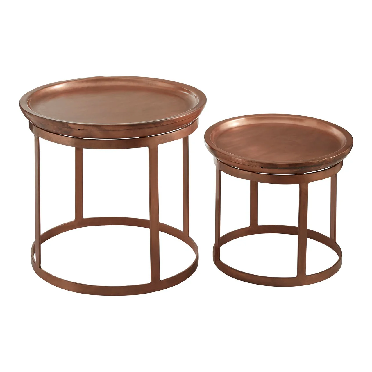Crest Copper Finish Iron Tables - Set Of 2