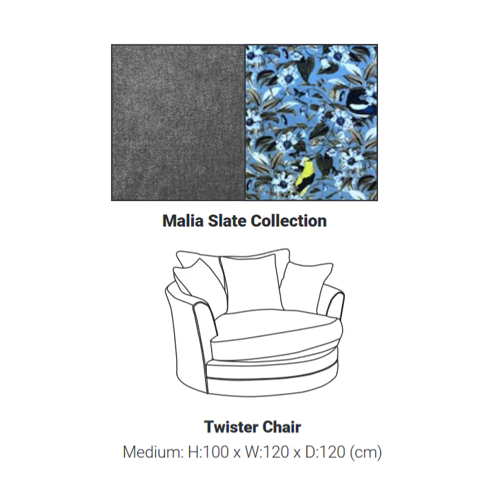 Rene Collection Fabric Swivel Chair - Available In A Choice Of Fabrics