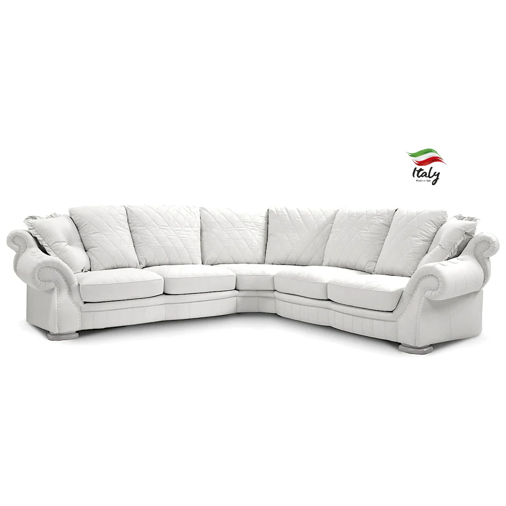 Pendragon Italian Leather Corner Sofa - Choice Of Leathers & Optional Swarovski Crystal Buttons.