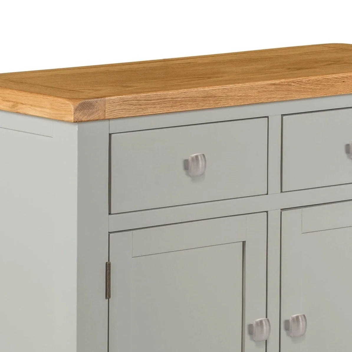 Chester Dove Grey & Solid Oak Small 2 Door 2 Drawer Sideboard