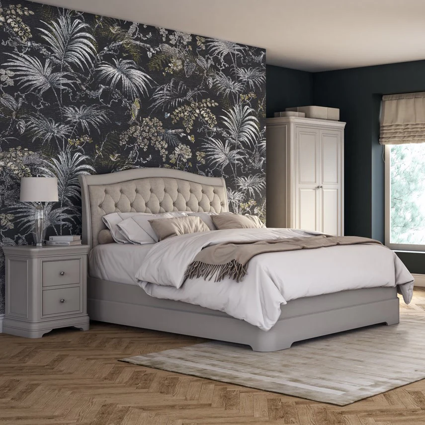 Mabel Taupe Upholstered 4'6 Double Bed