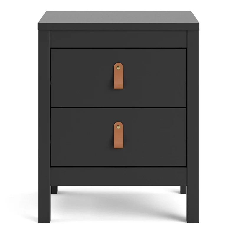Barcelona 2 Drawer Bedside Cabinet - Matt Black