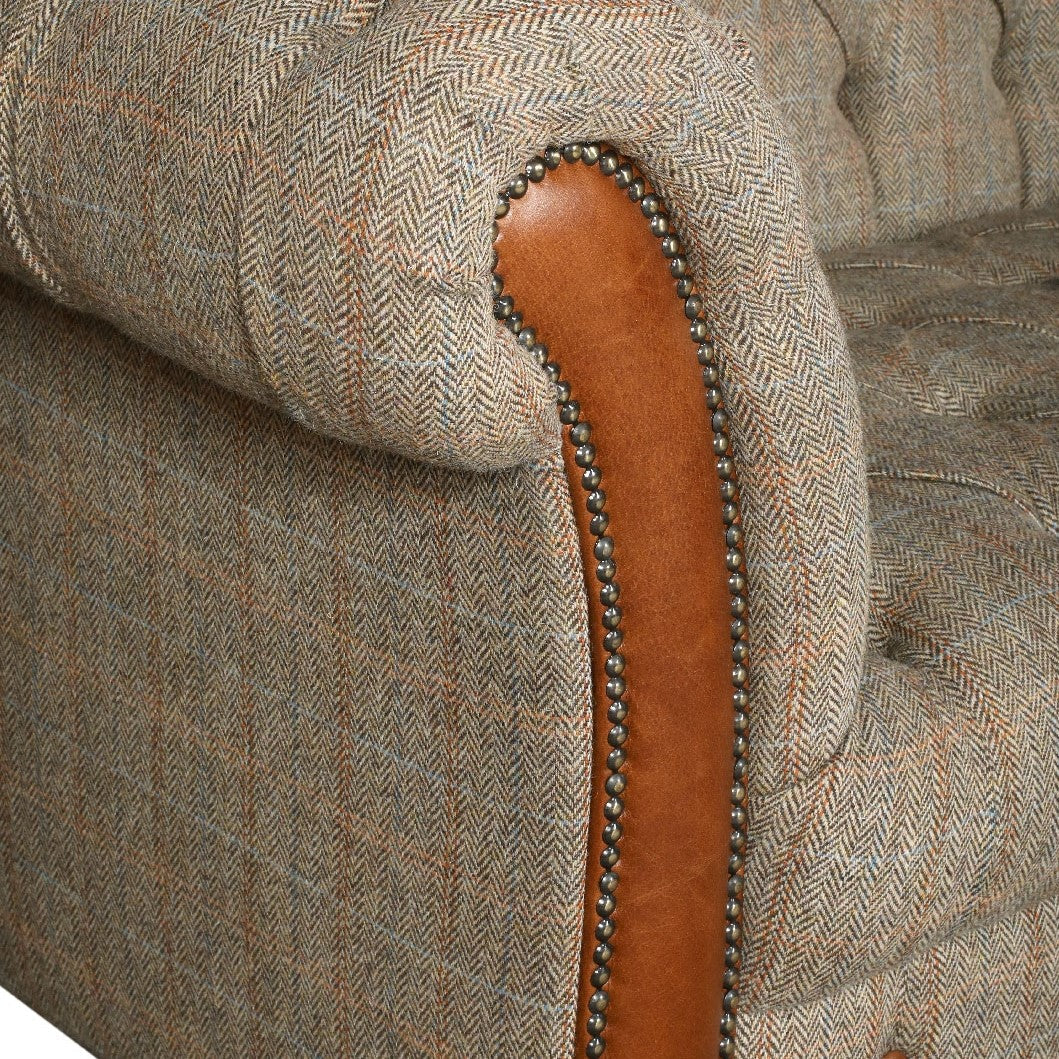 Westminster Buttoned Harris Tweed & Vintage Leather Chesterfield Chair Collection