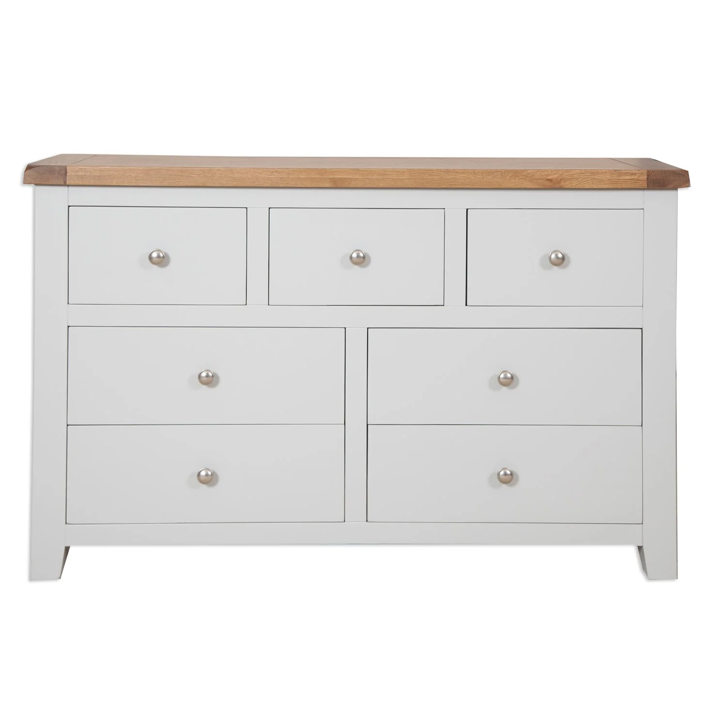 St.Ives French Grey & Oak 7 Drawer Wide Chest
