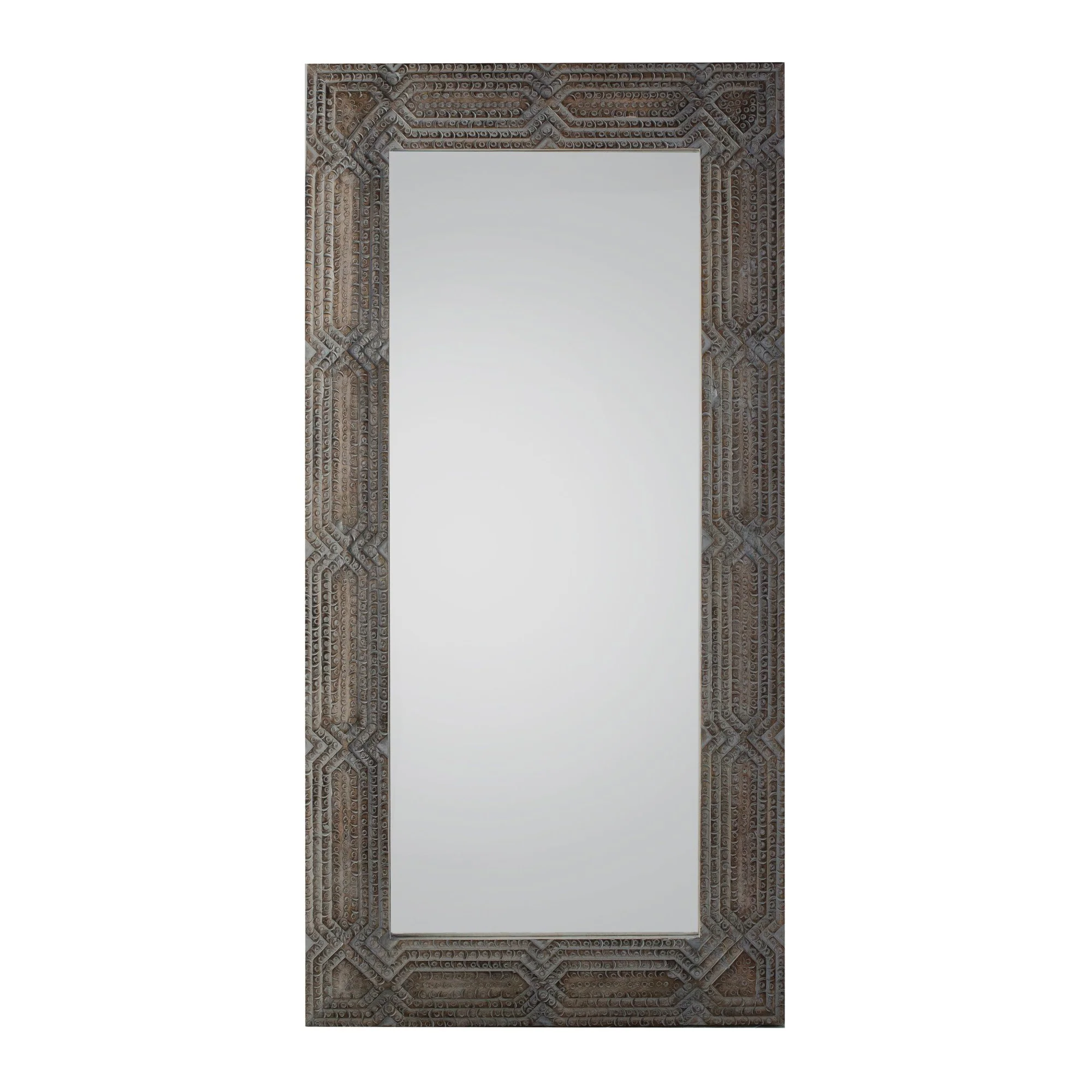 Delhi Natural-Whitewash Decorative Wooden Framed Leaner Mirror
