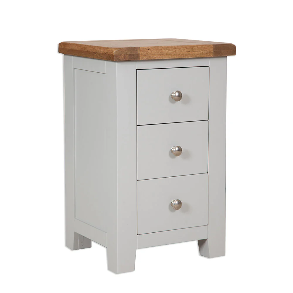 St.Ives French Grey & Oak 3 Drawer Bedside Cabinet
