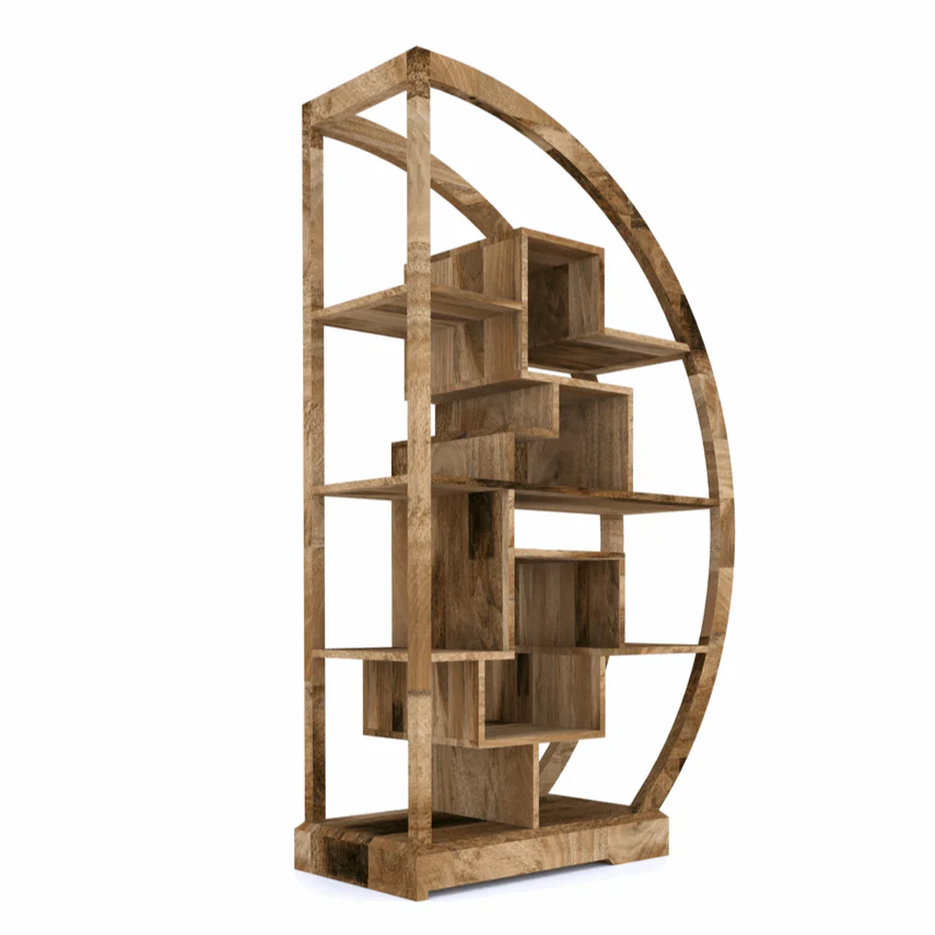 Novo Mango Wood Semi Circle Display Shelving Unit