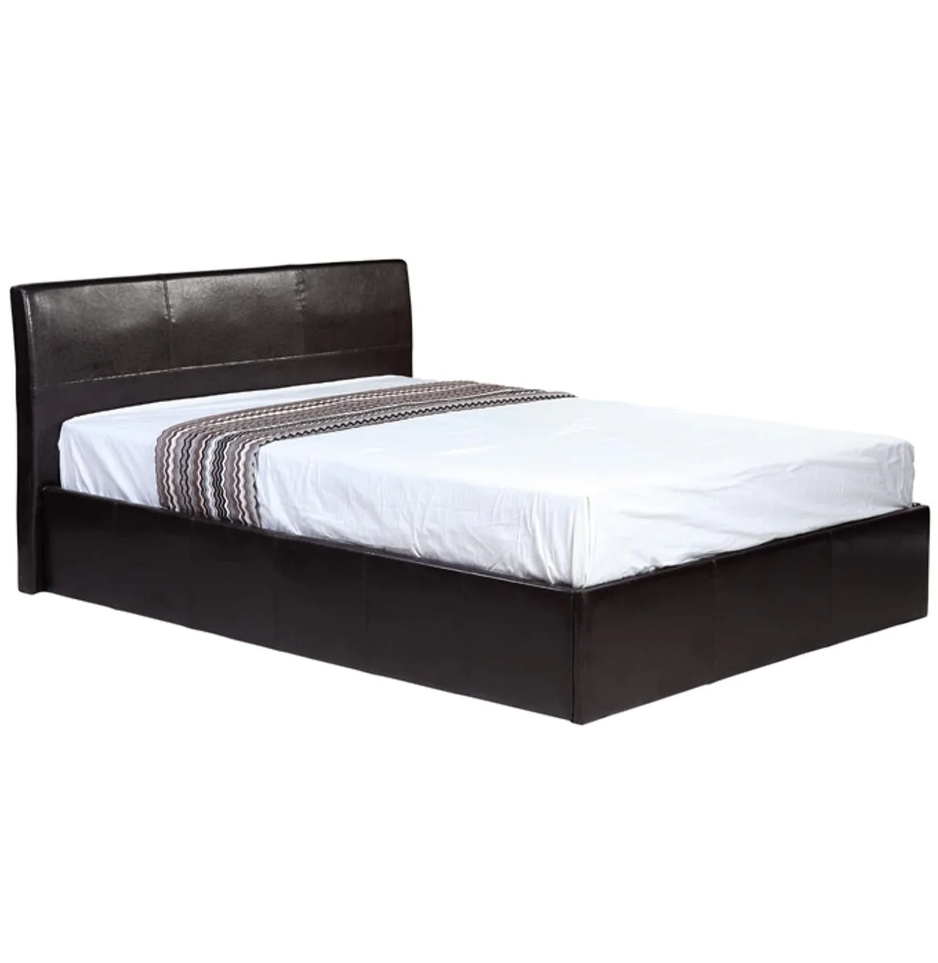 Fusion Small Double 4ft Storage Bed - Dark Brown Faux Leather