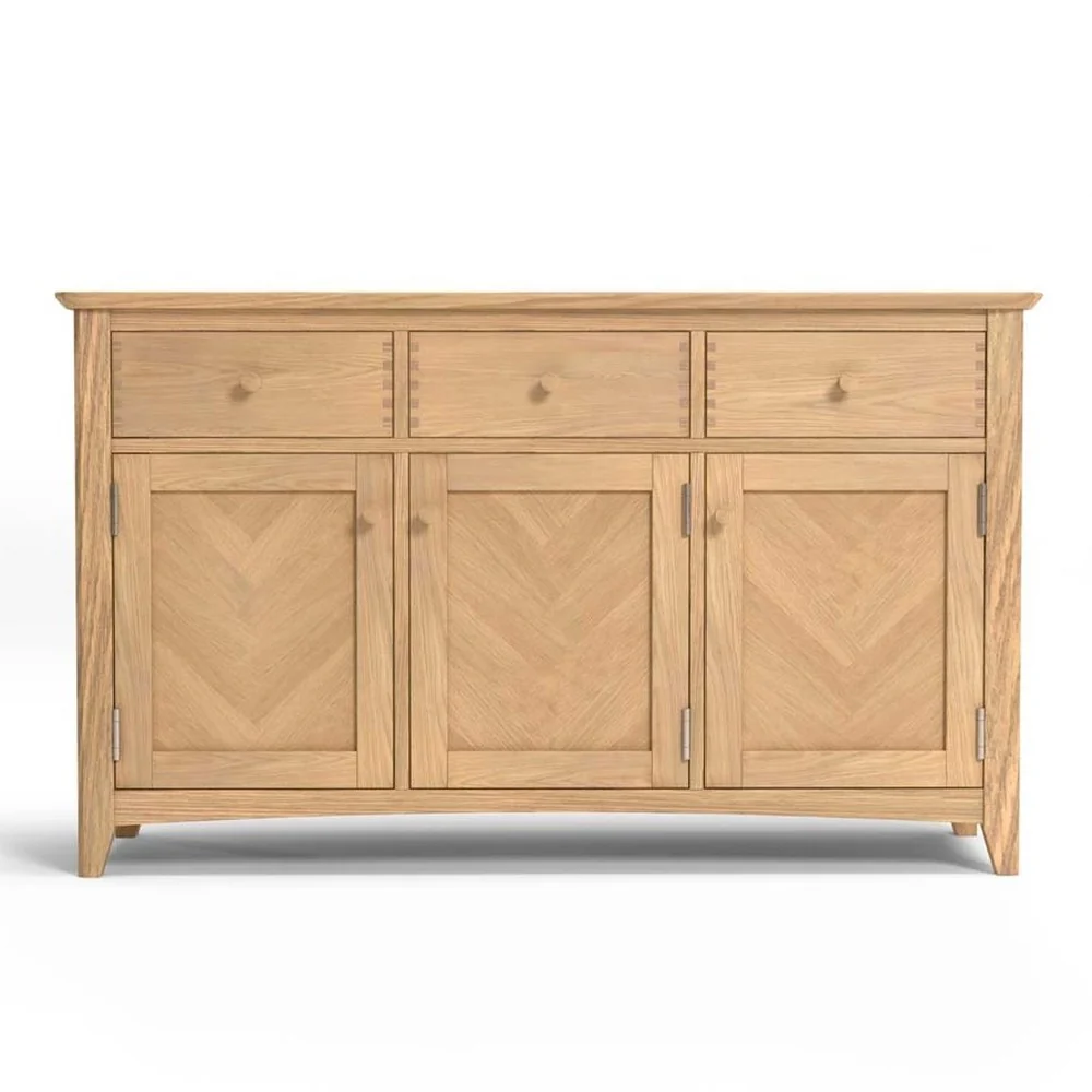 Grand Parquet Oak Large 3 Door 3 Drawer Sideboard