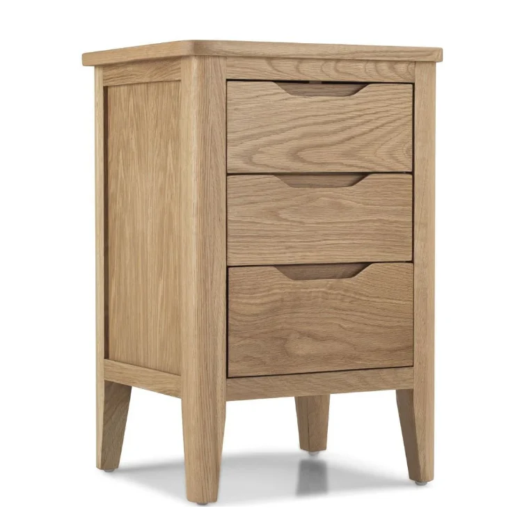 Harkuta Solid Oak 3 Drawer Bedside Cabinet