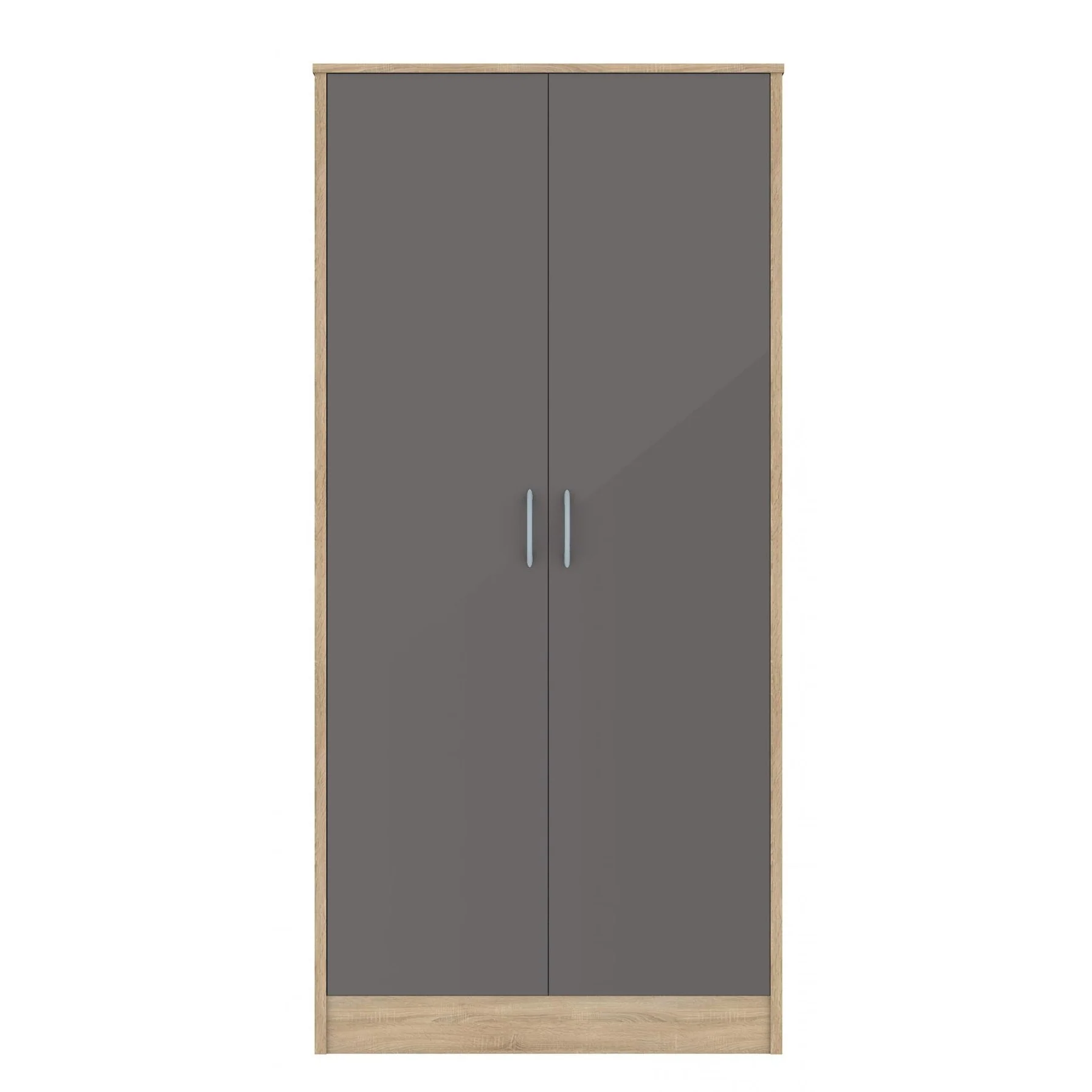 Grey Gloss & Oak - Wardrobe, Chest Drawers & Bedside - Bedroom Set
