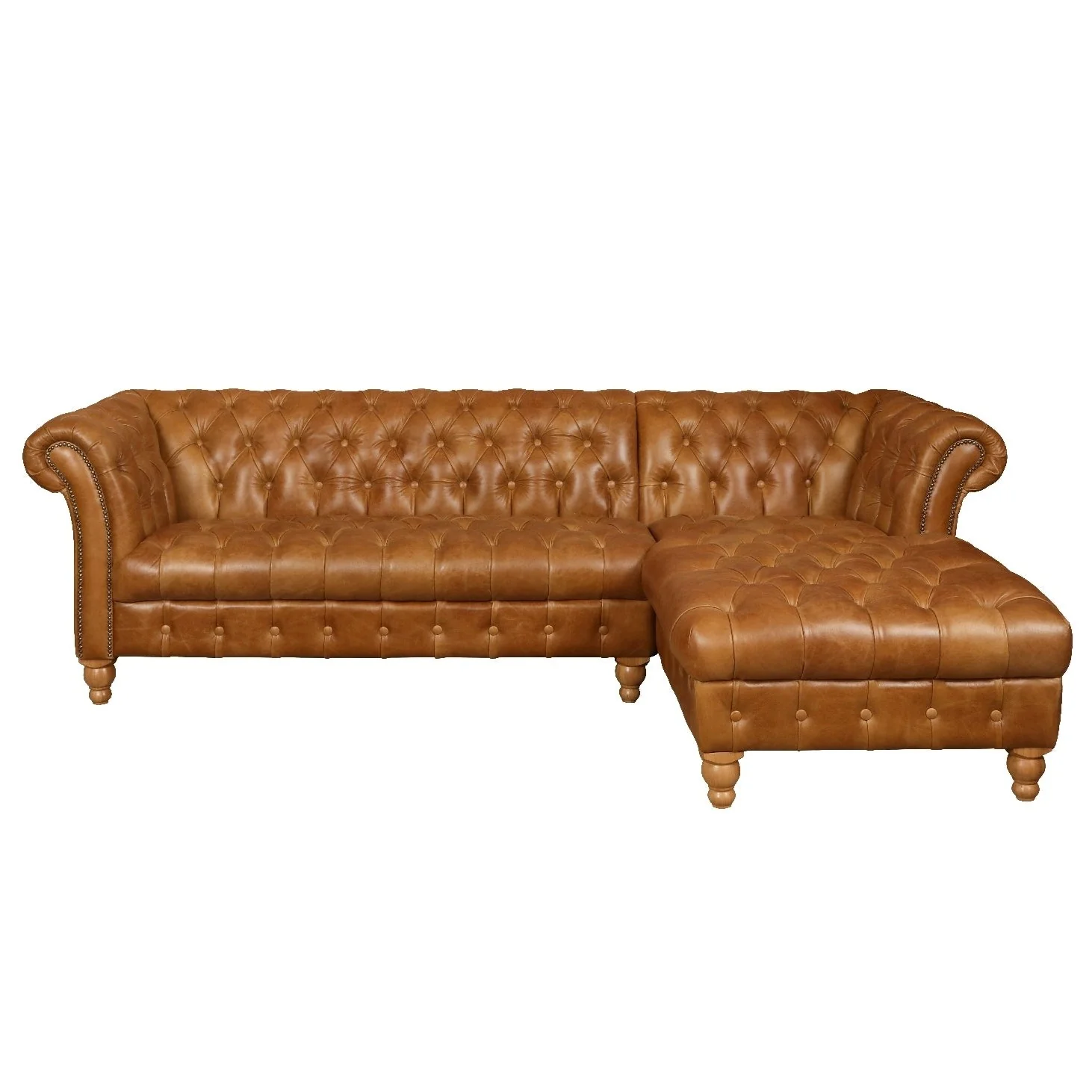 Westminster Vintage Leather Buttoned Chesterfield Corner Chaise Sofa